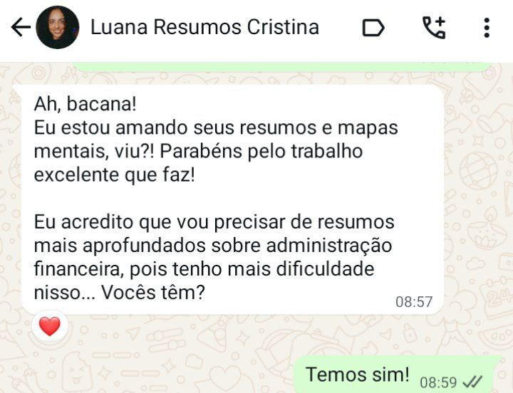 Depoimento de aluno 6 sobre os resumos de Administração