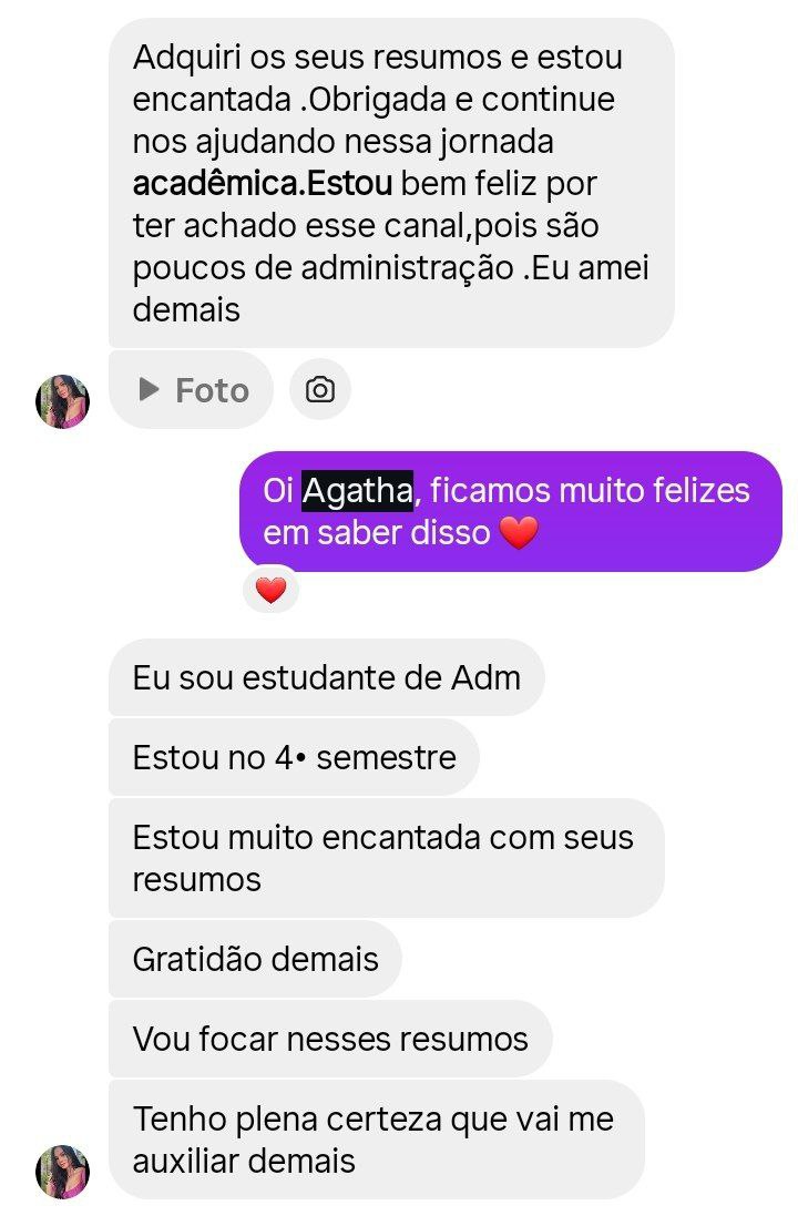 Depoimento de aluno 2 sobre os resumos de Administração